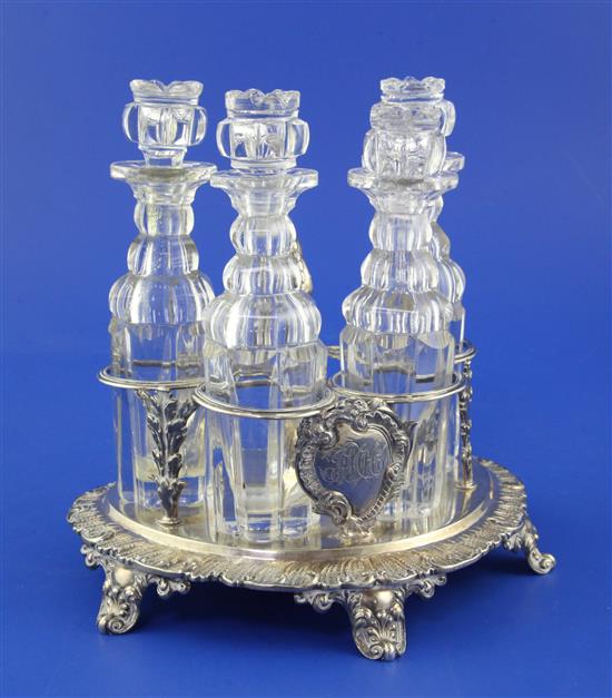 A William IV silver demi-lune cruet stand, 14.5 oz.